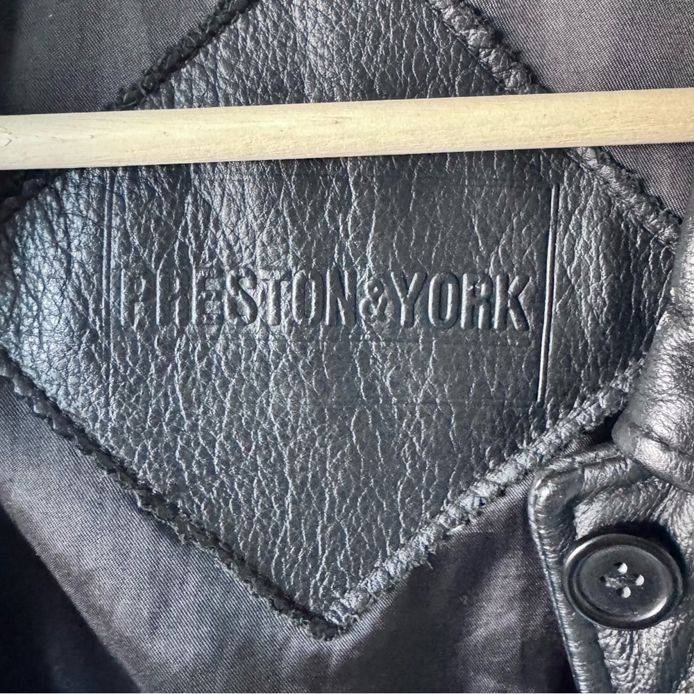 Preston & York Black Leather Button-Front Jacket - Picture 6 of 12